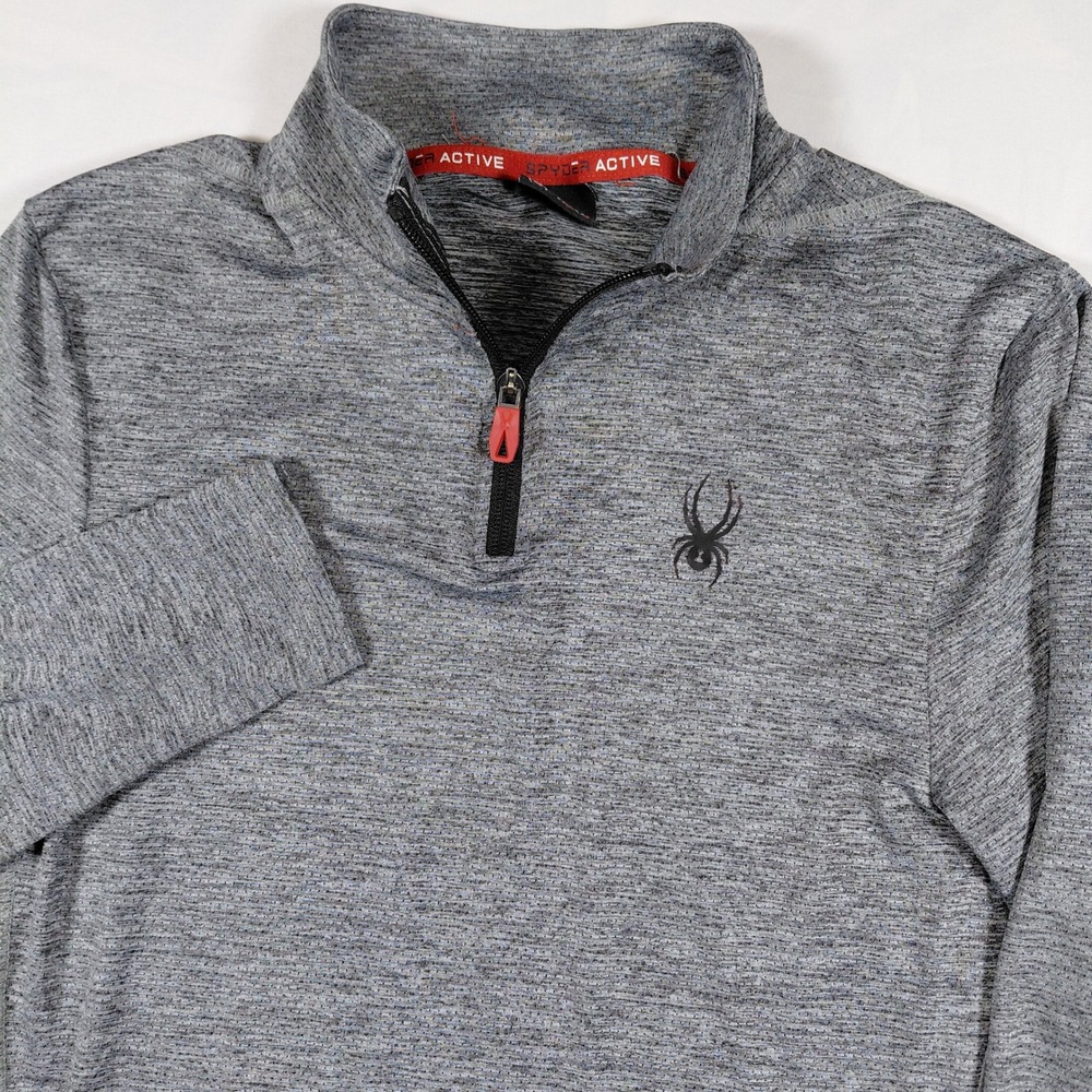 Spyder Active Mens Small ProWeb‎ 1/4 Zip Pullover Gray Heathered L/S Shirt